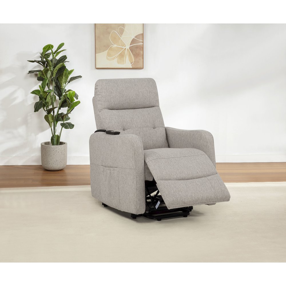 Dayes Upholstered Power Lift Recliner Chair Taupe. Picture 3