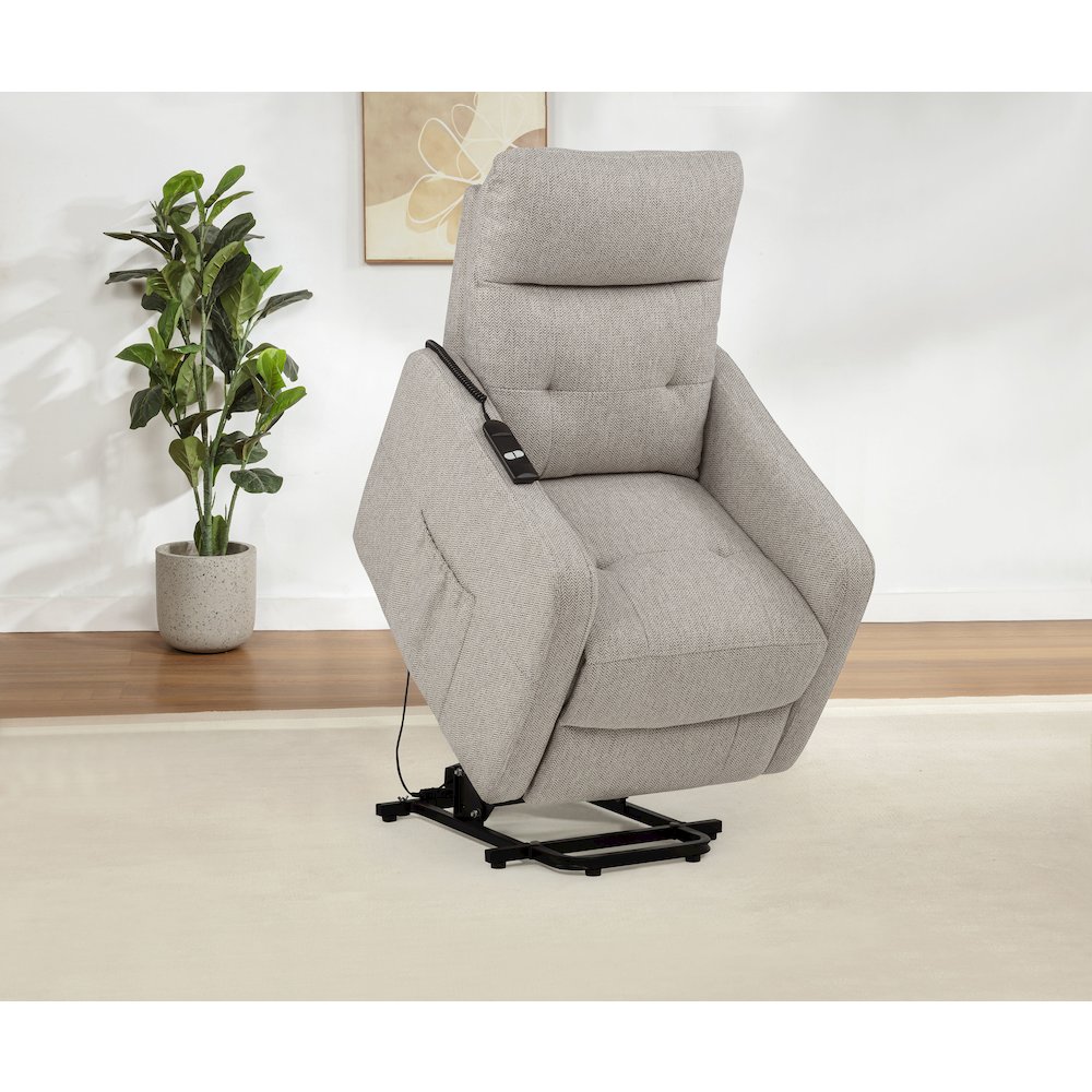 Dayes Upholstered Power Lift Recliner Chair Taupe. Picture 4