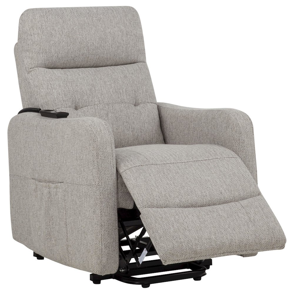 Dayes Upholstered Power Lift Recliner Chair Taupe. Picture 5