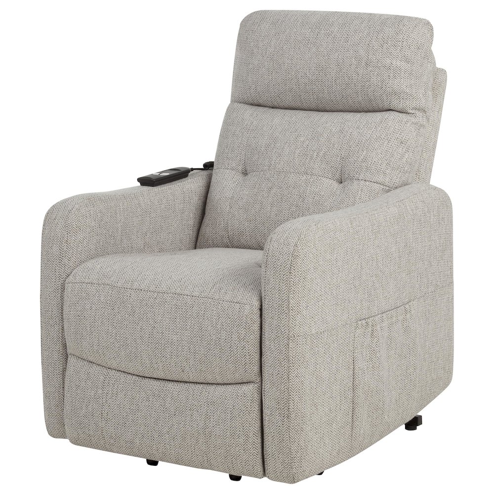 Dayes Upholstered Power Lift Recliner Chair Taupe. Picture 9