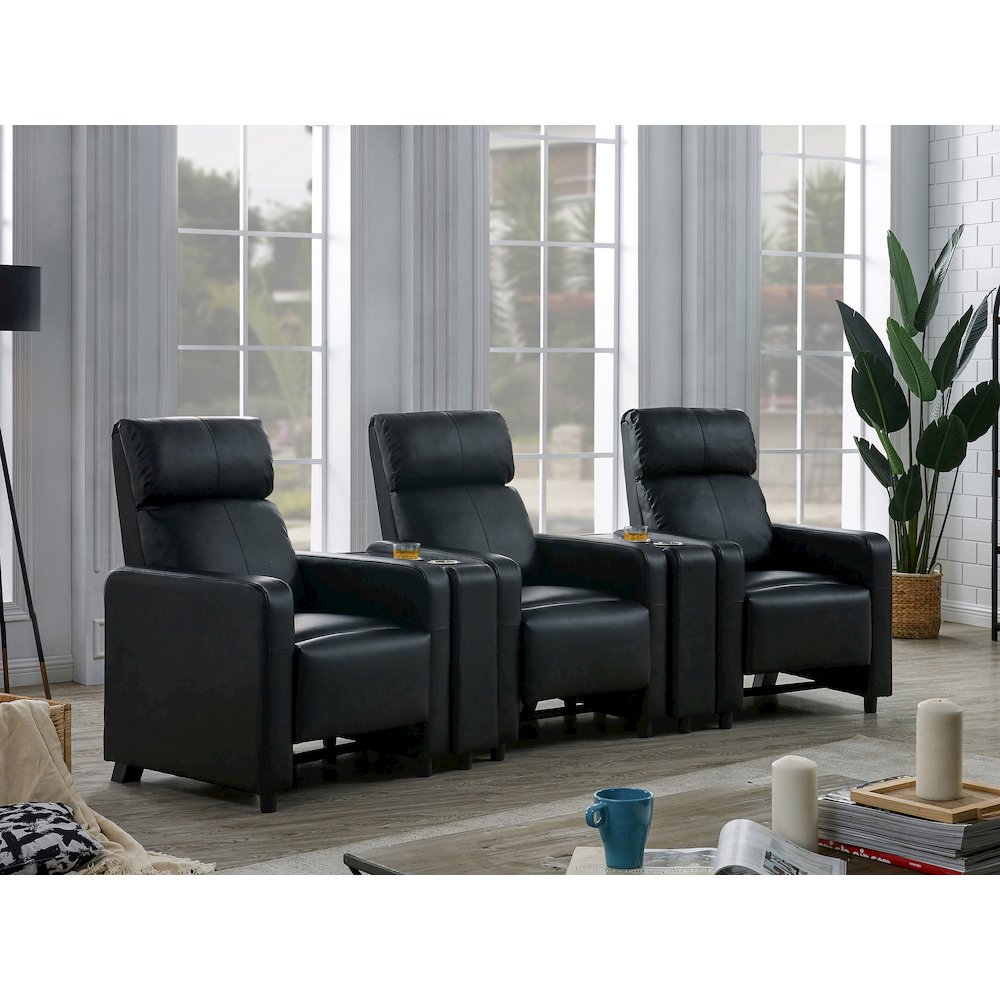 Toohey Upholstered Tufted Recliner Living Room Set Black. Picture 14