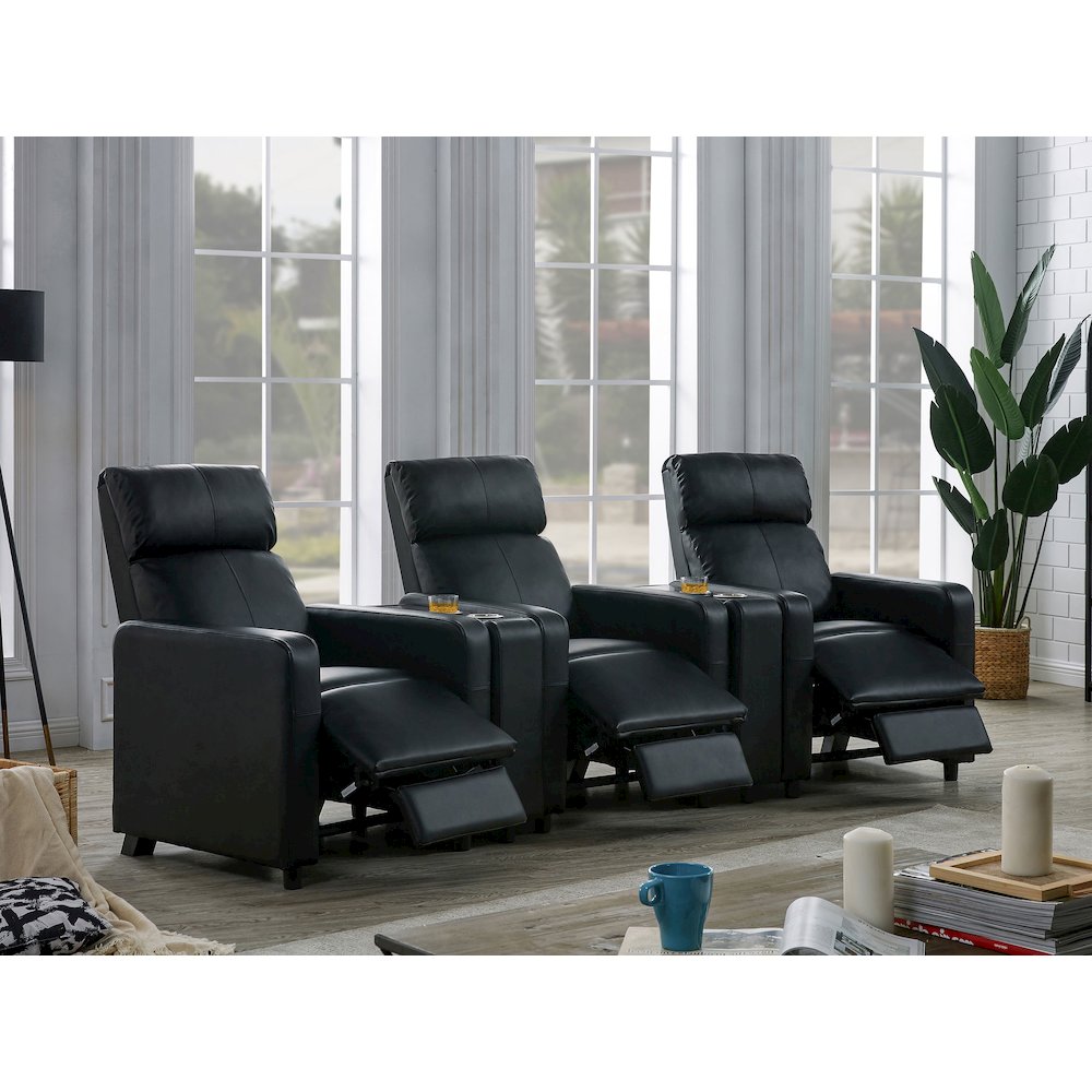 Toohey Upholstered Tufted Recliner Living Room Set Black. Picture 13