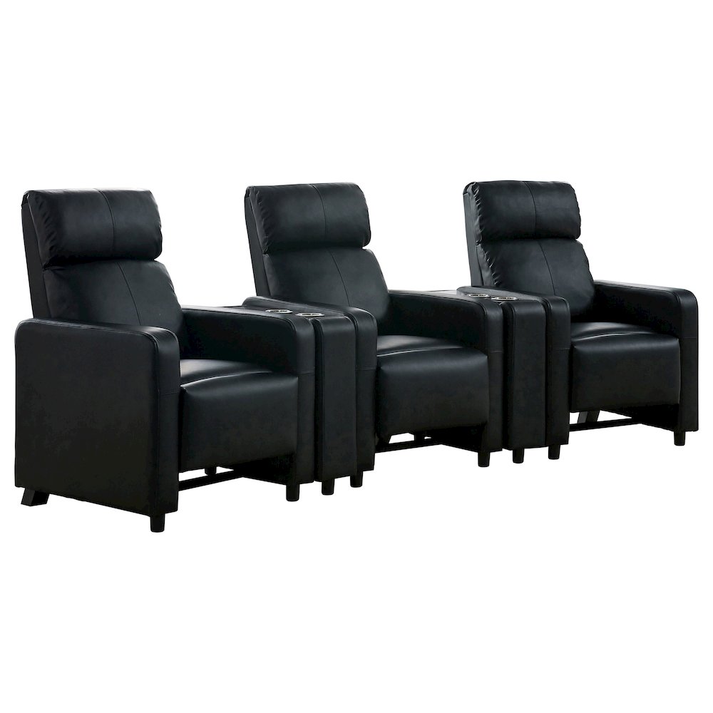 Toohey Upholstered Tufted Recliner Living Room Set Black. Picture 1