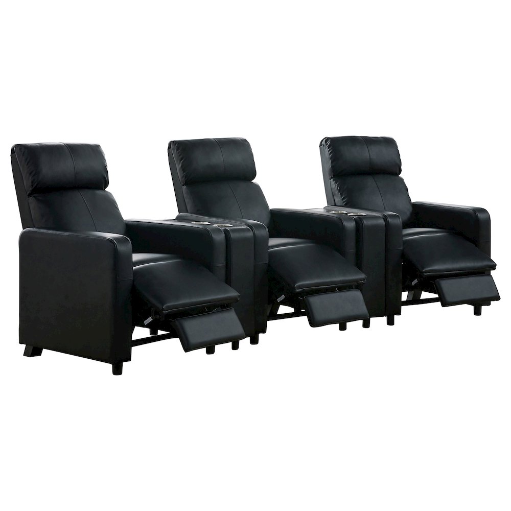 Toohey Upholstered Tufted Recliner Living Room Set Black. Picture 2