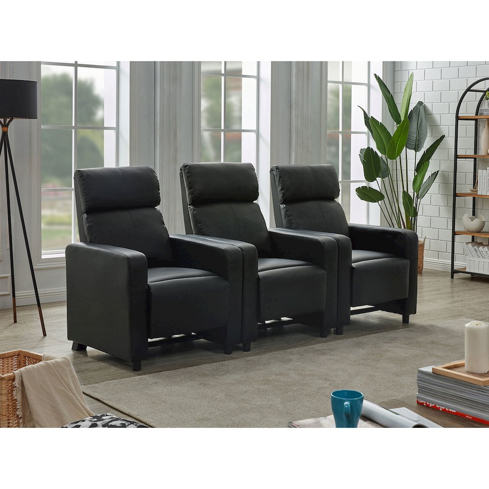 Toohey Upholstered Tufted Recliner Living Room Set Black. Picture 11