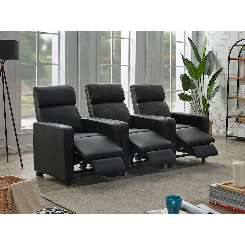 Toohey Upholstered Tufted Recliner Living Room Set Black. Picture 13