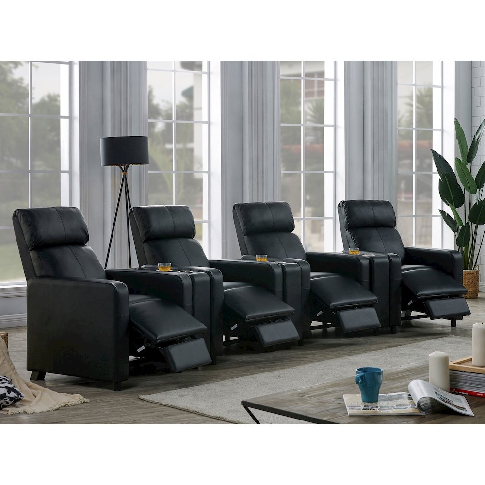 Toohey Upholstered Tufted Recliner Living Room Set Black. Picture 14