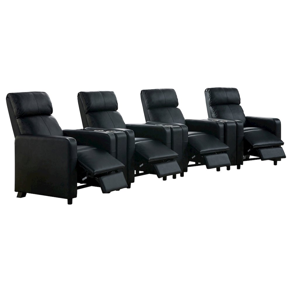 Toohey Upholstered Tufted Recliner Living Room Set Black. Picture 2