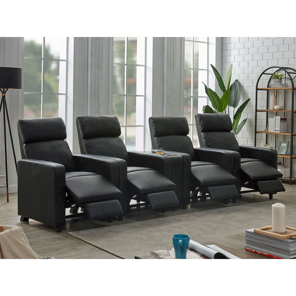 Toohey Upholstered Tufted Recliner Living Room Set Black. Picture 14