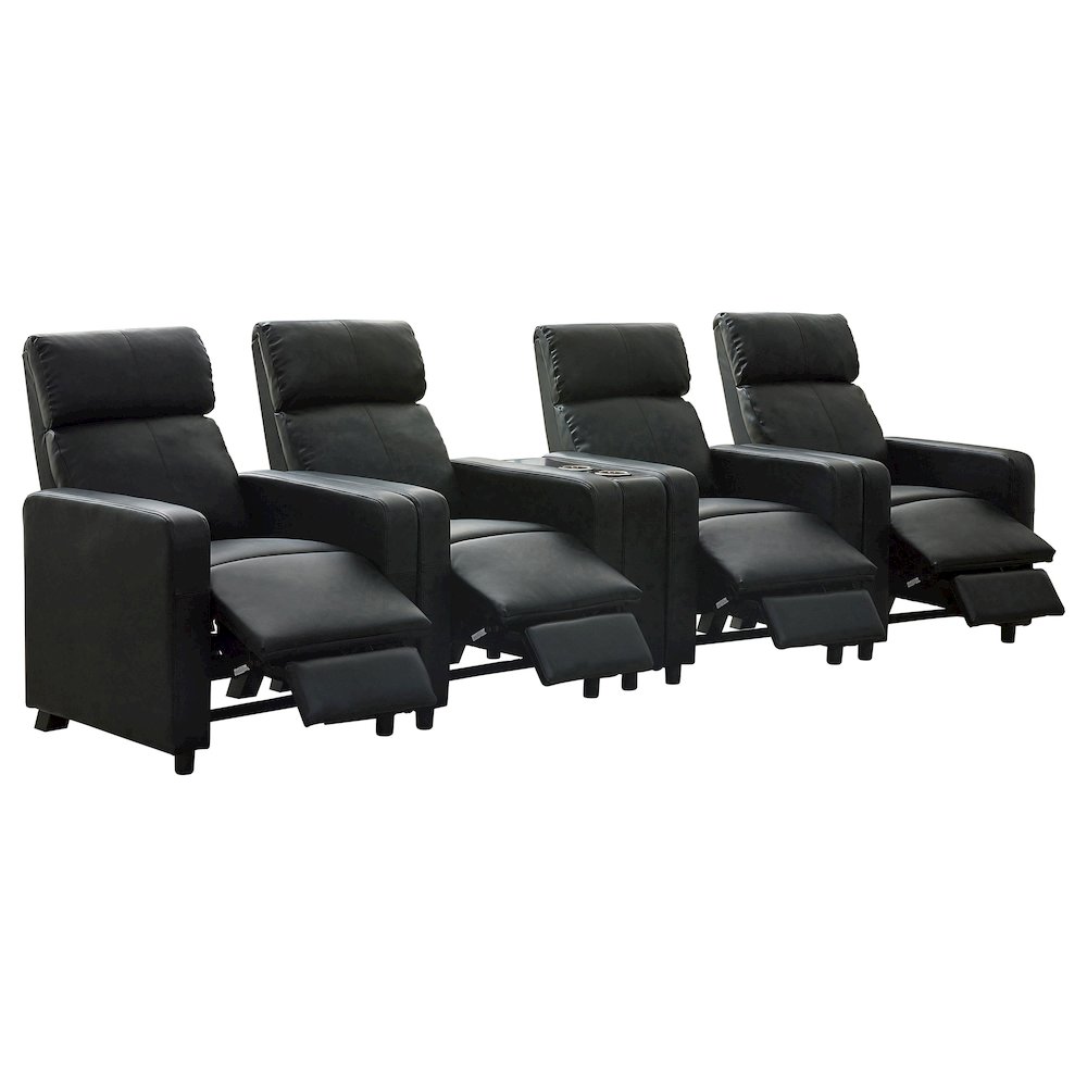 Toohey Upholstered Tufted Recliner Living Room Set Black. Picture 2