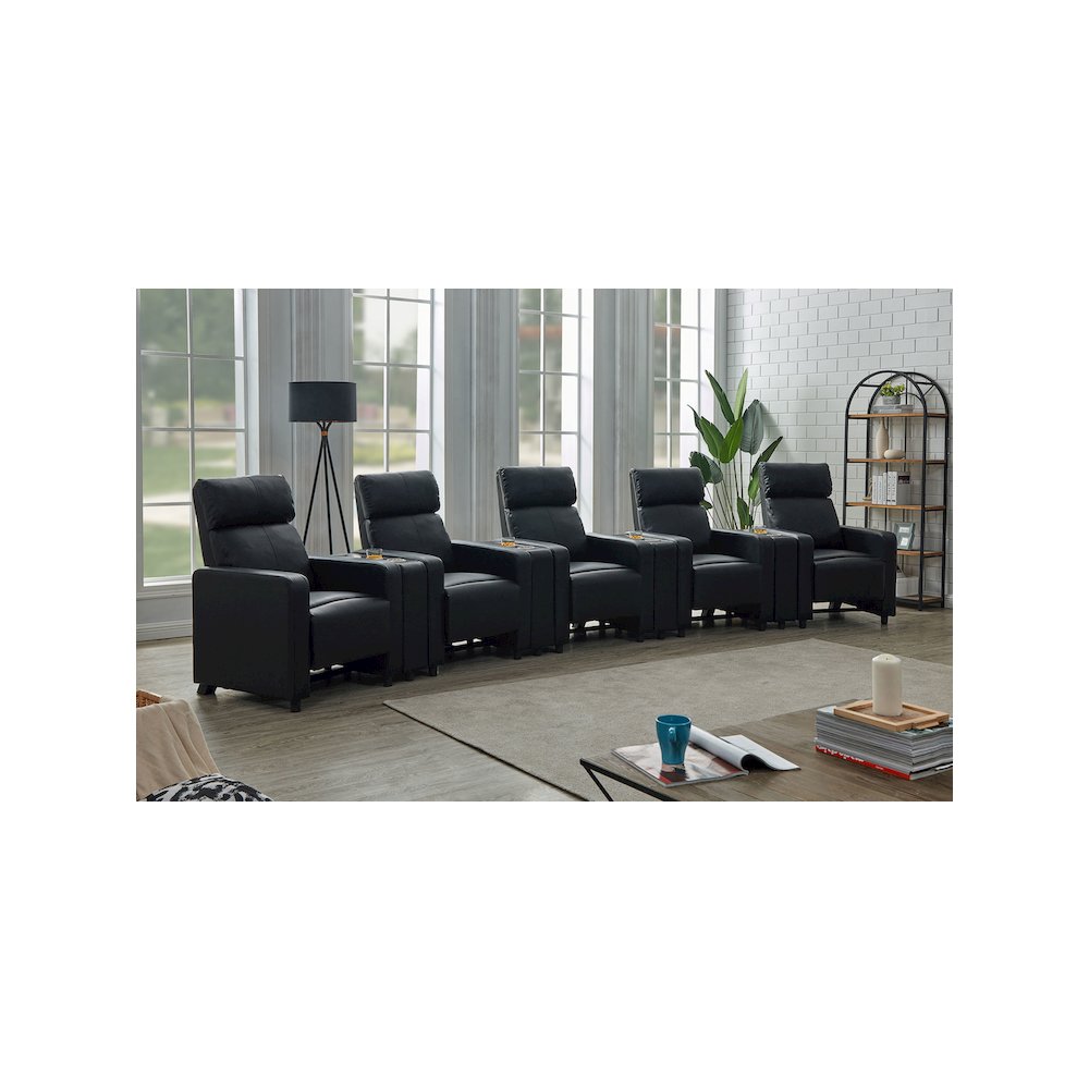 Toohey Upholstered Tufted Recliner Living Room Set Black. Picture 12