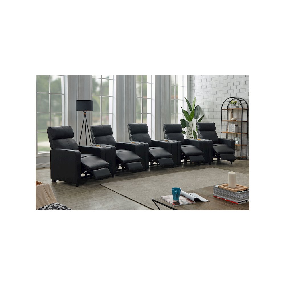Toohey Upholstered Tufted Recliner Living Room Set Black. Picture 14