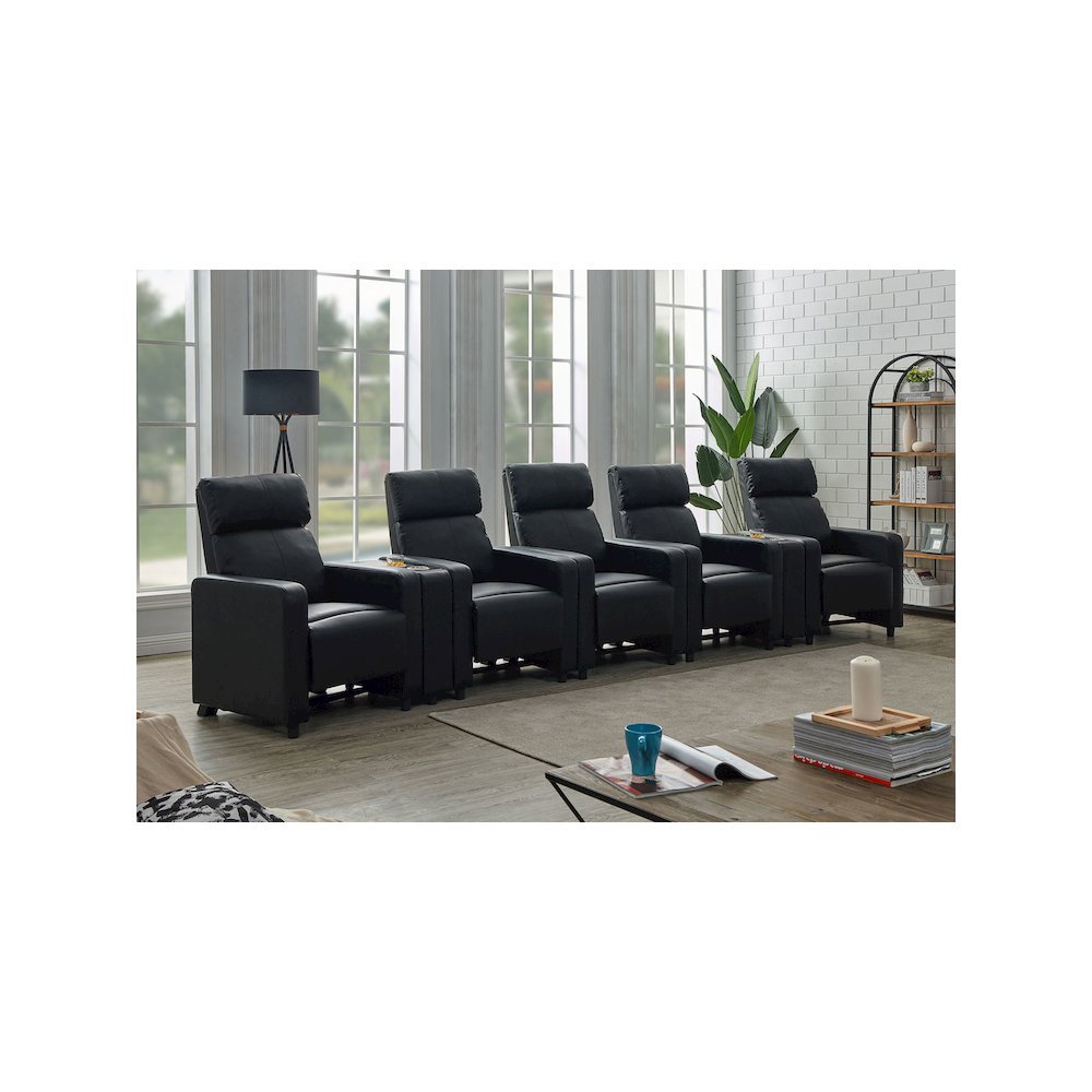 Toohey Upholstered Tufted Recliner Living Room Set Black. Picture 12