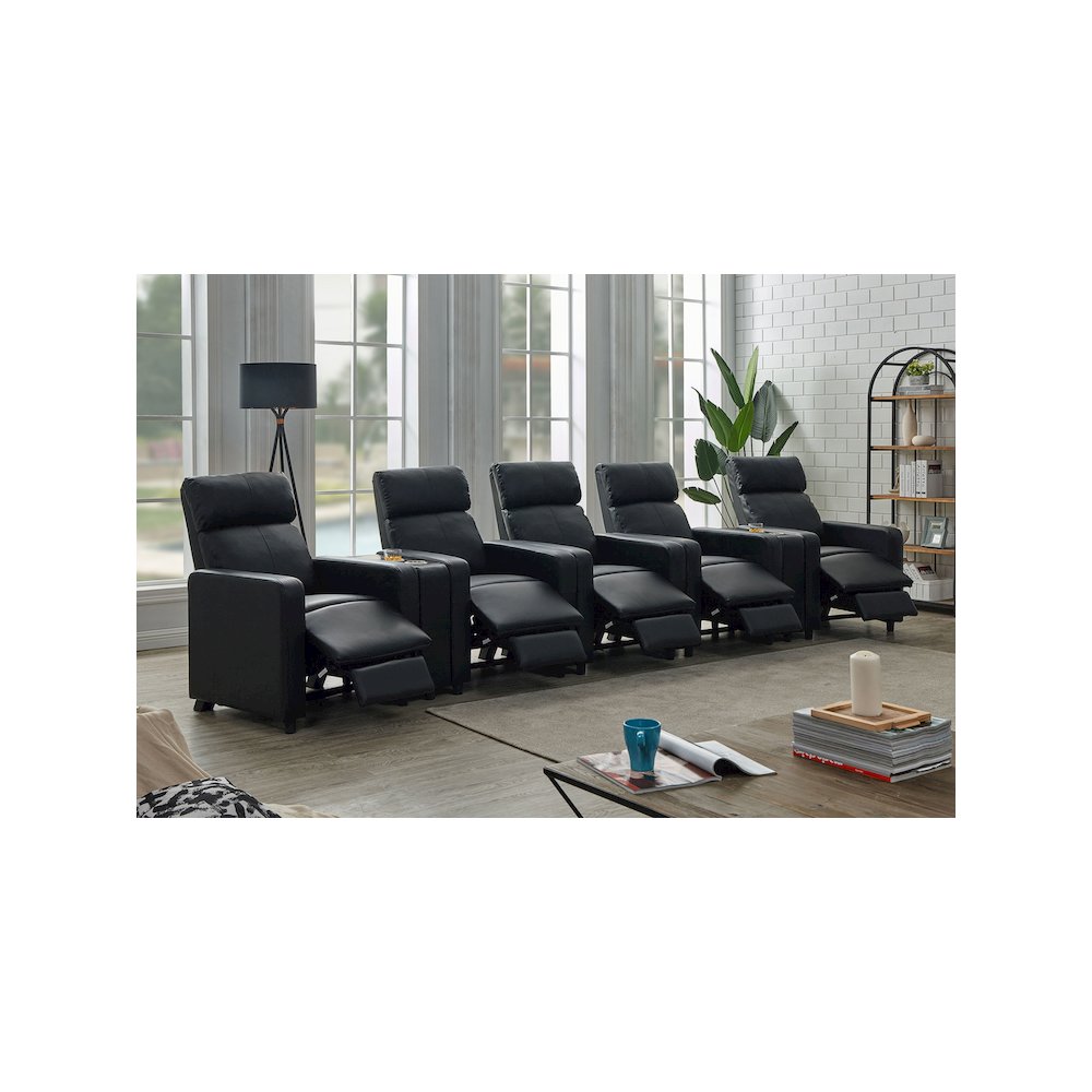 Toohey Upholstered Tufted Recliner Living Room Set Black. Picture 14
