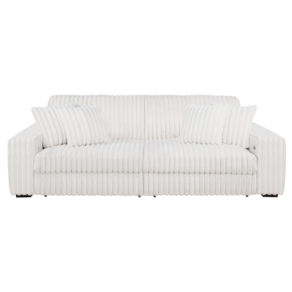 Jacana Corduroy Upholstered Dual Power Chaise Sofa Ivory. Picture 3
