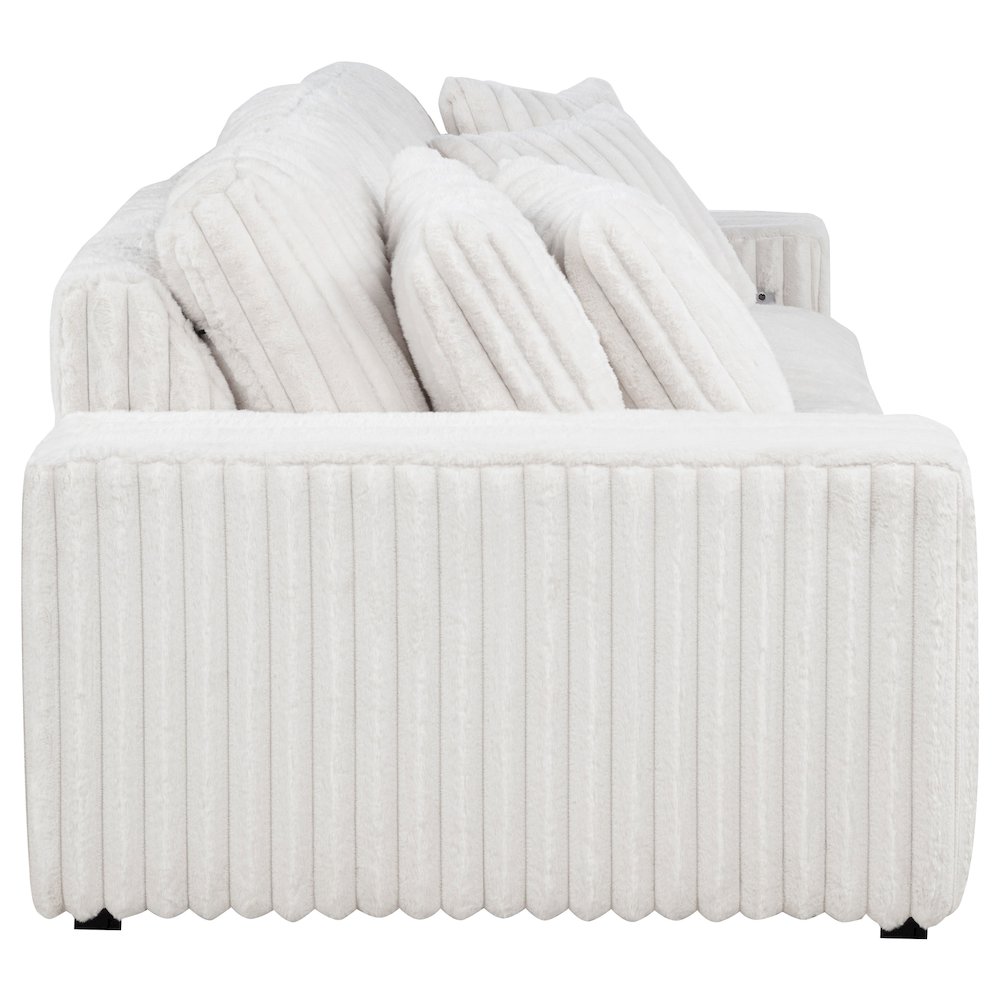Jacana Corduroy Upholstered Dual Power Chaise Sofa Ivory. Picture 7