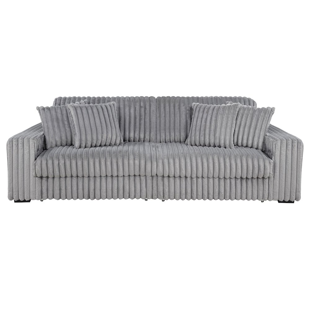 Jacana Corduroy Upholstered Dual Power Chaise Sofa Grey. Picture 3