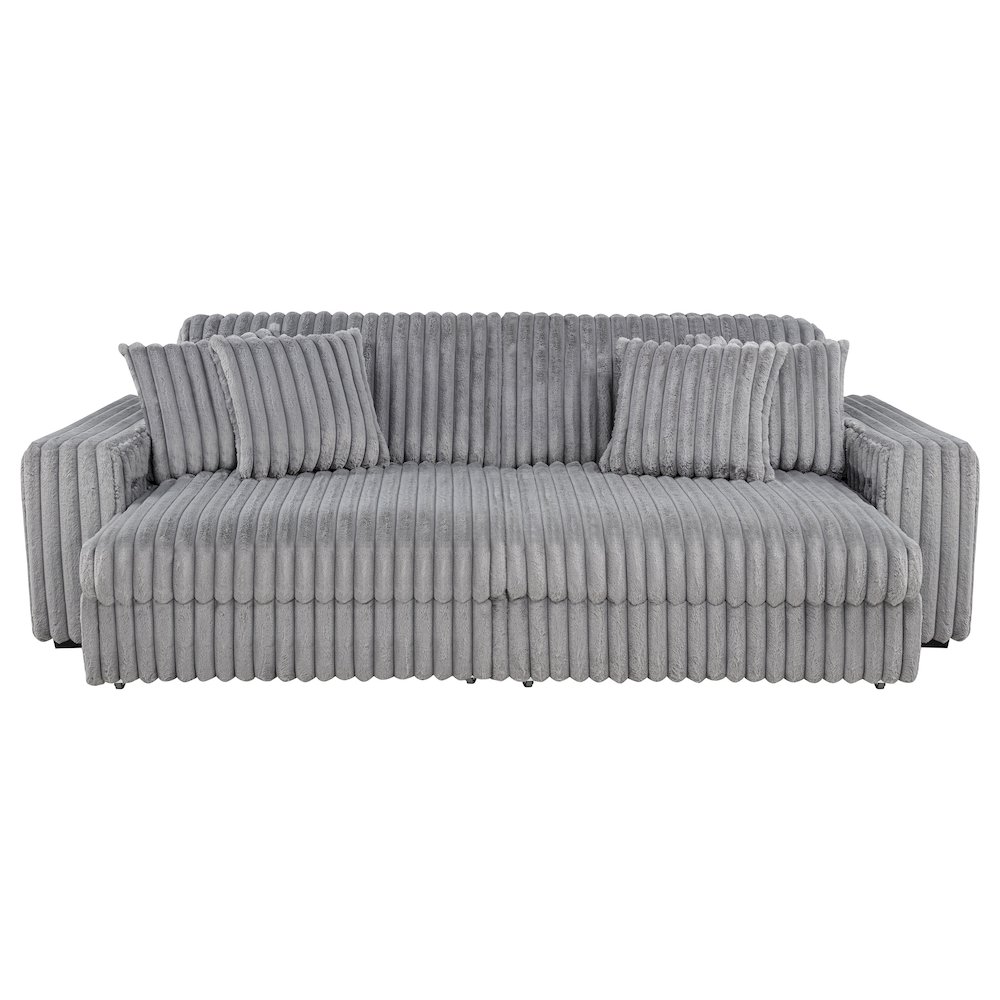 Jacana Corduroy Upholstered Dual Power Chaise Sofa Grey. Picture 4
