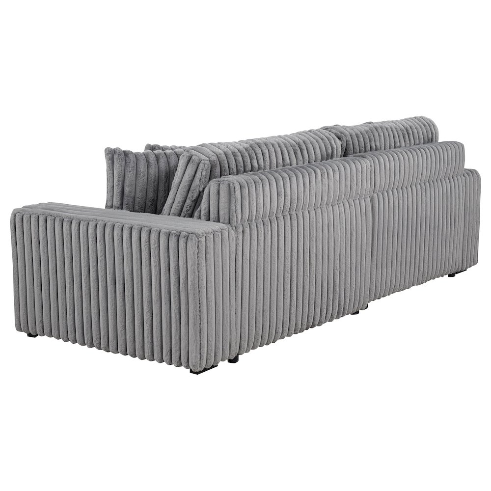 Jacana Corduroy Upholstered Dual Power Chaise Sofa Grey. Picture 5