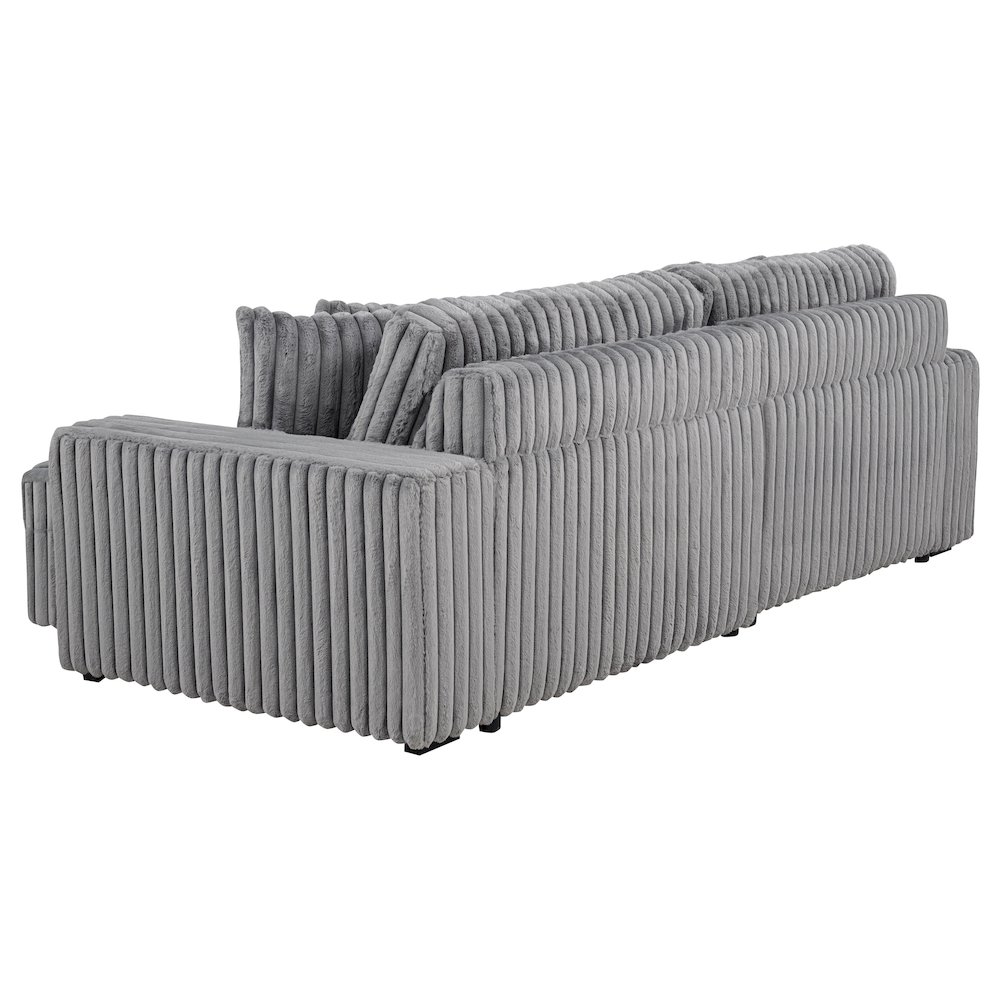 Jacana Corduroy Upholstered Dual Power Chaise Sofa Grey. Picture 6