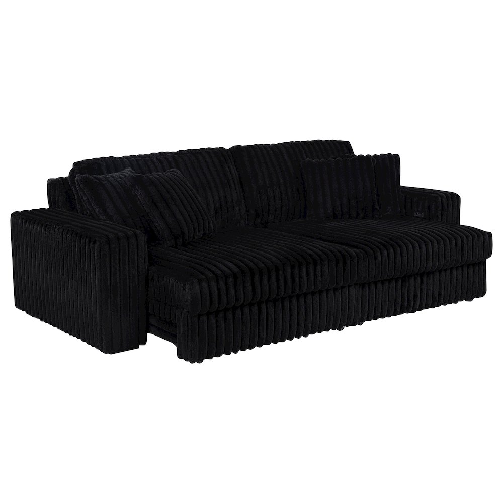 Jacana Corduroy Upholstered Dual Power Chaise Sofa Black. Picture 2