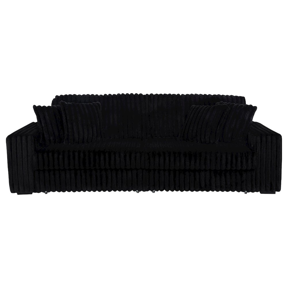 Jacana Corduroy Upholstered Dual Power Chaise Sofa Black. Picture 3