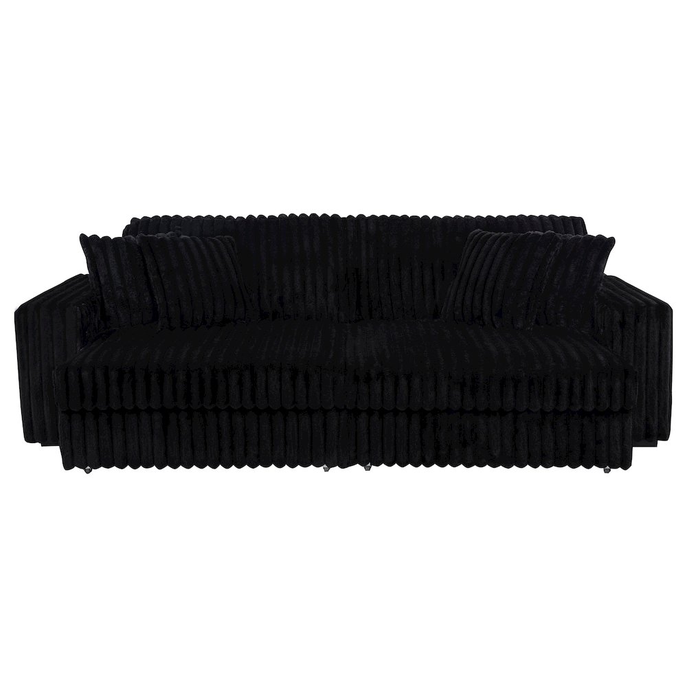 Jacana Corduroy Upholstered Dual Power Chaise Sofa Black. Picture 4