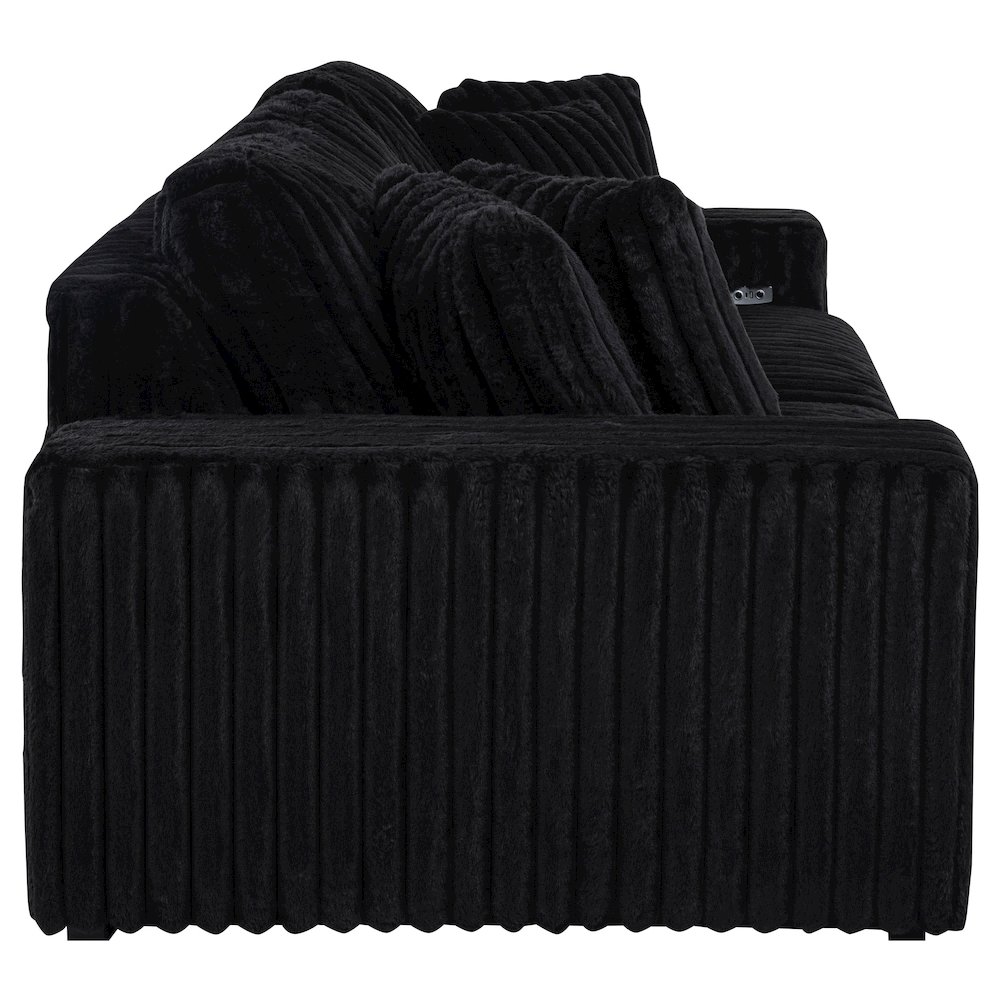 Jacana Corduroy Upholstered Dual Power Chaise Sofa Black. Picture 7
