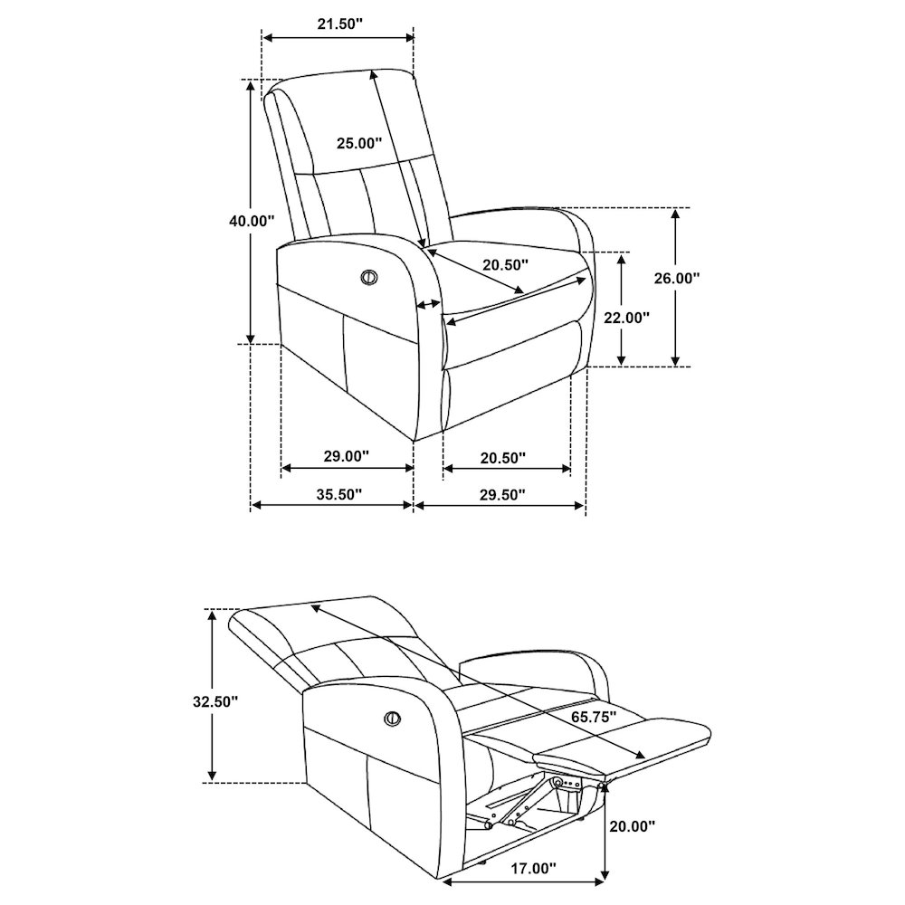 Grant Upholstered Power Recliner Chair Grey. Picture 12