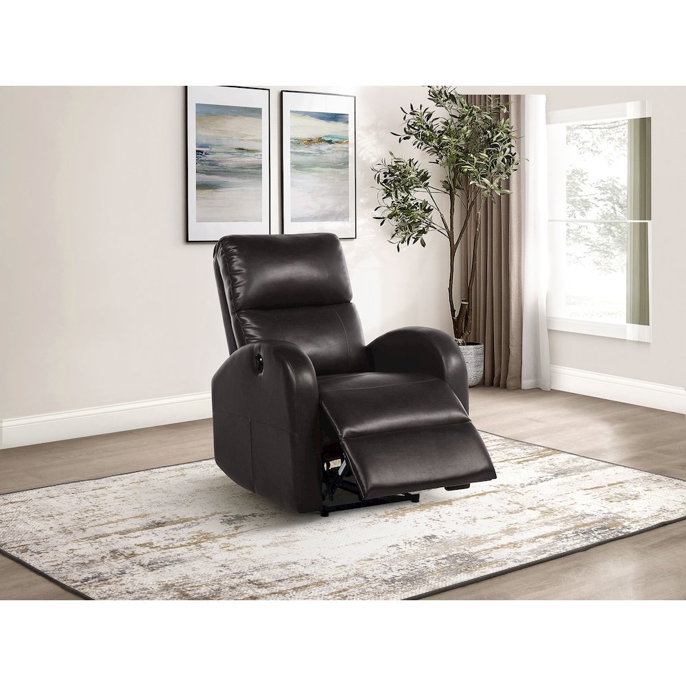 Grant Upholstered Power Recliner Chair Brown. Picture 10