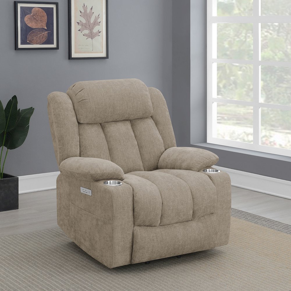 Houston Upholstered Power Lift Recliner Chair Camel. Picture 12