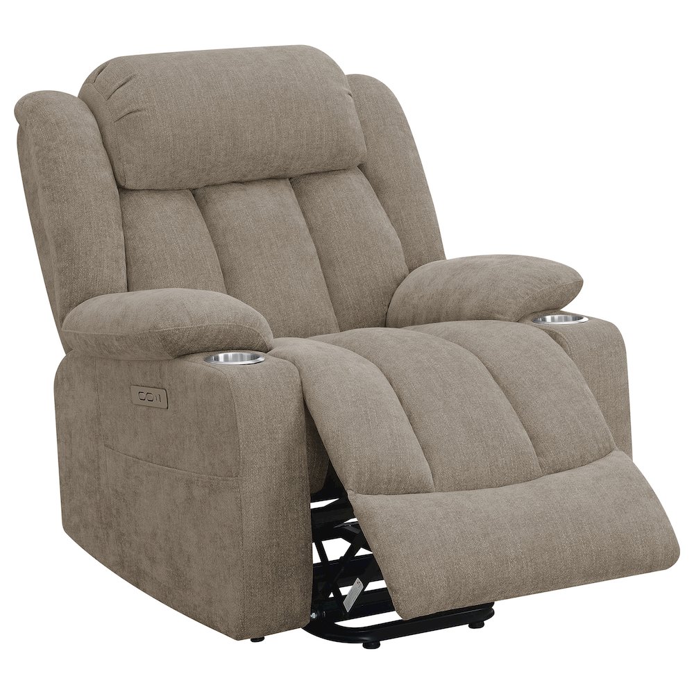 Houston Upholstered Power Lift Recliner Chair Camel. Picture 3