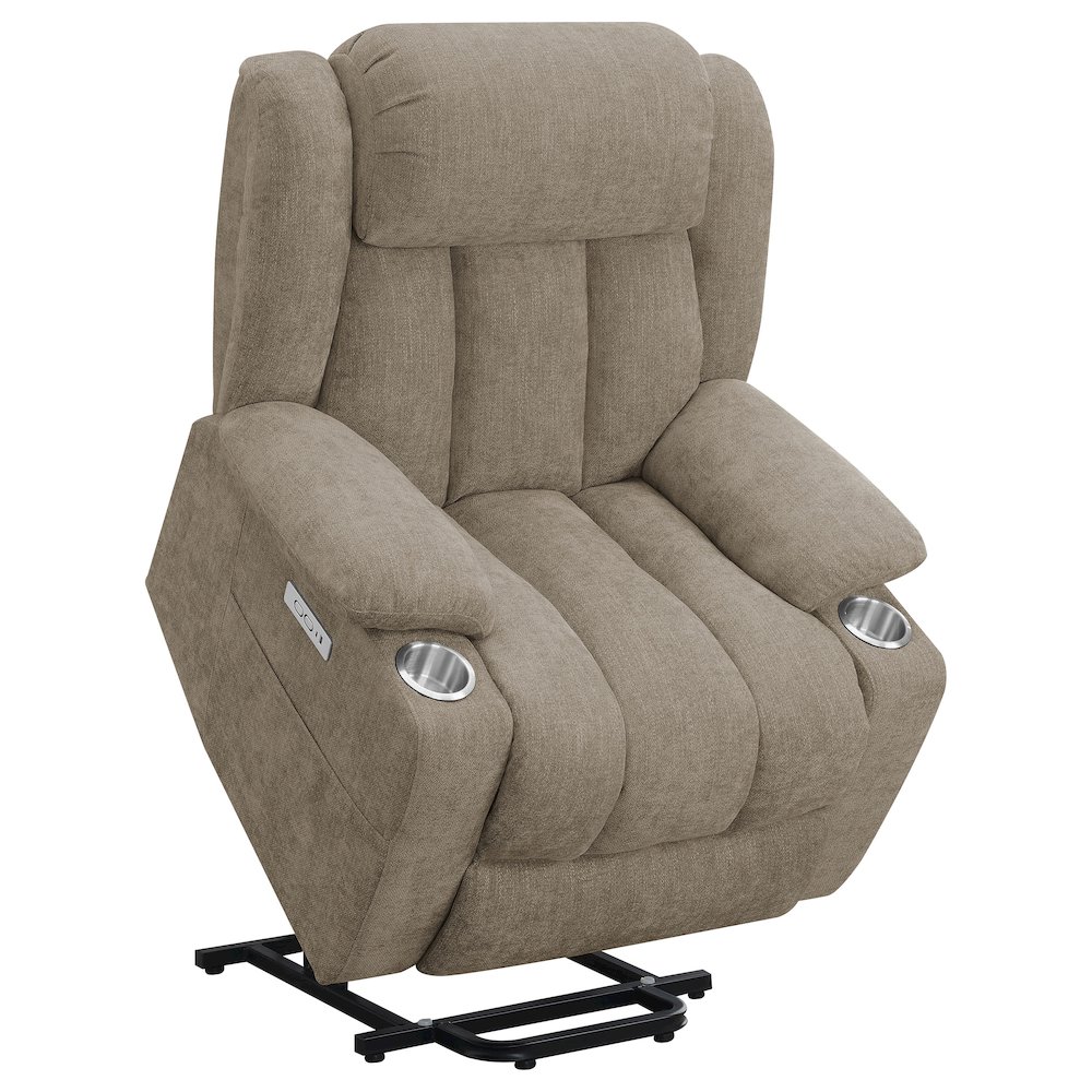 Houston Upholstered Power Lift Recliner Chair Camel. Picture 4