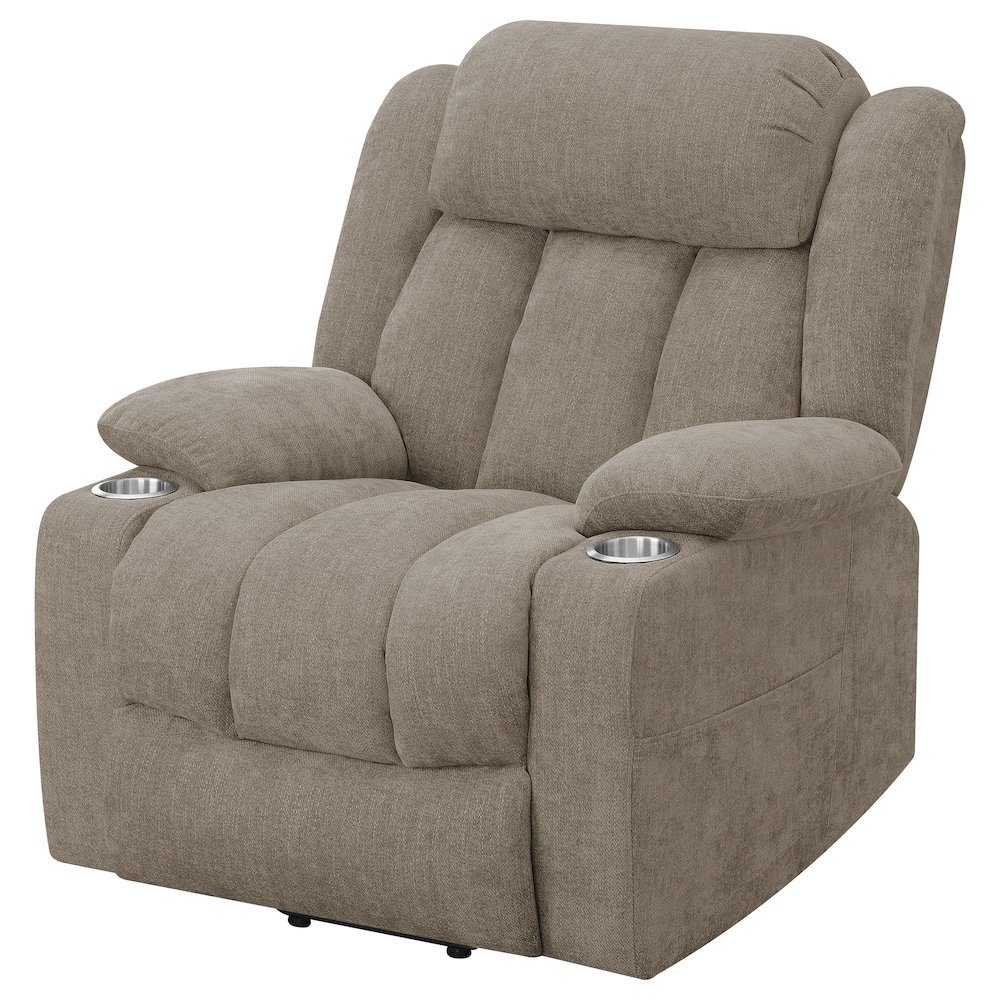Houston Upholstered Power Lift Recliner Chair Camel. Picture 6