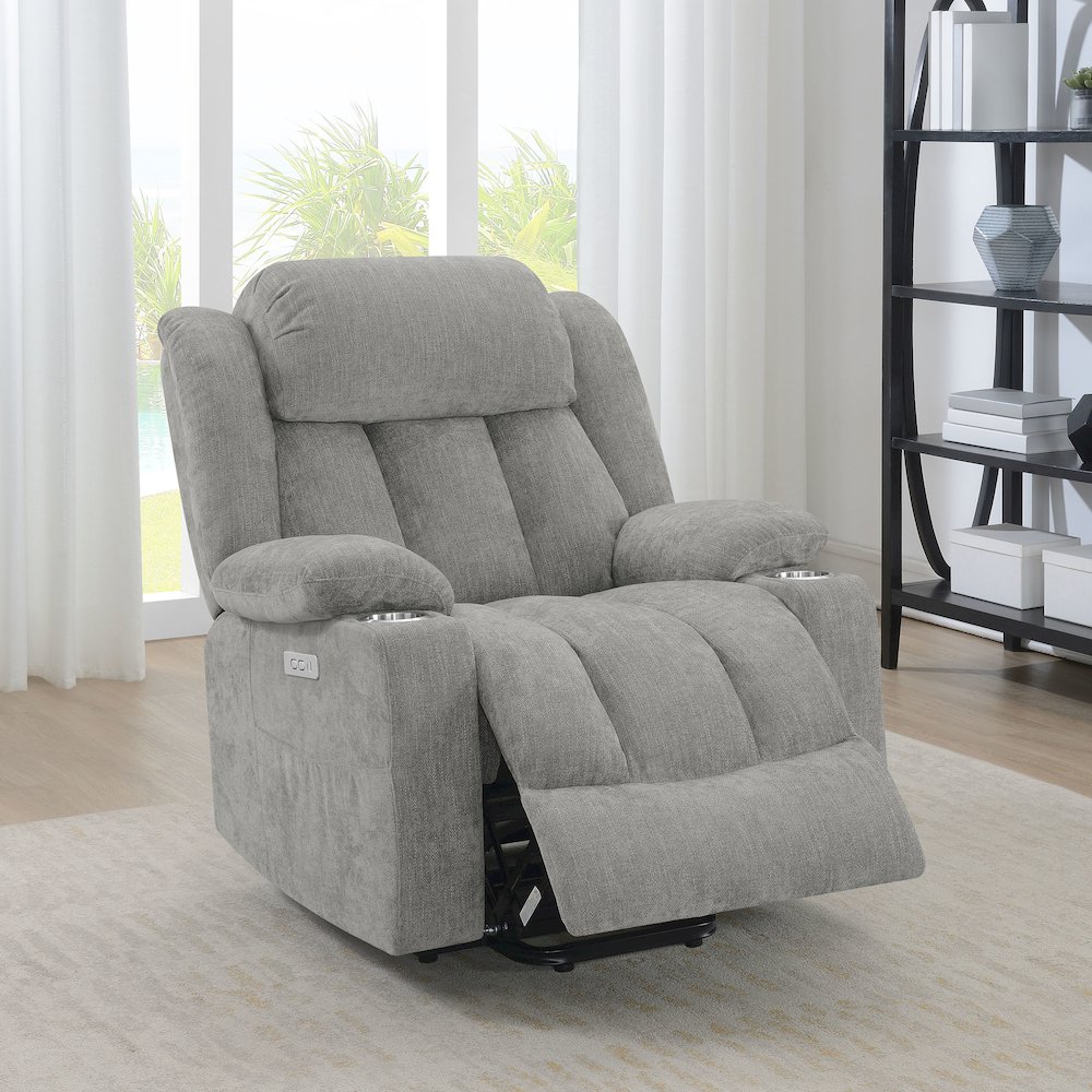 Houston Upholstered Power Lift Recliner Grey. Picture 14
