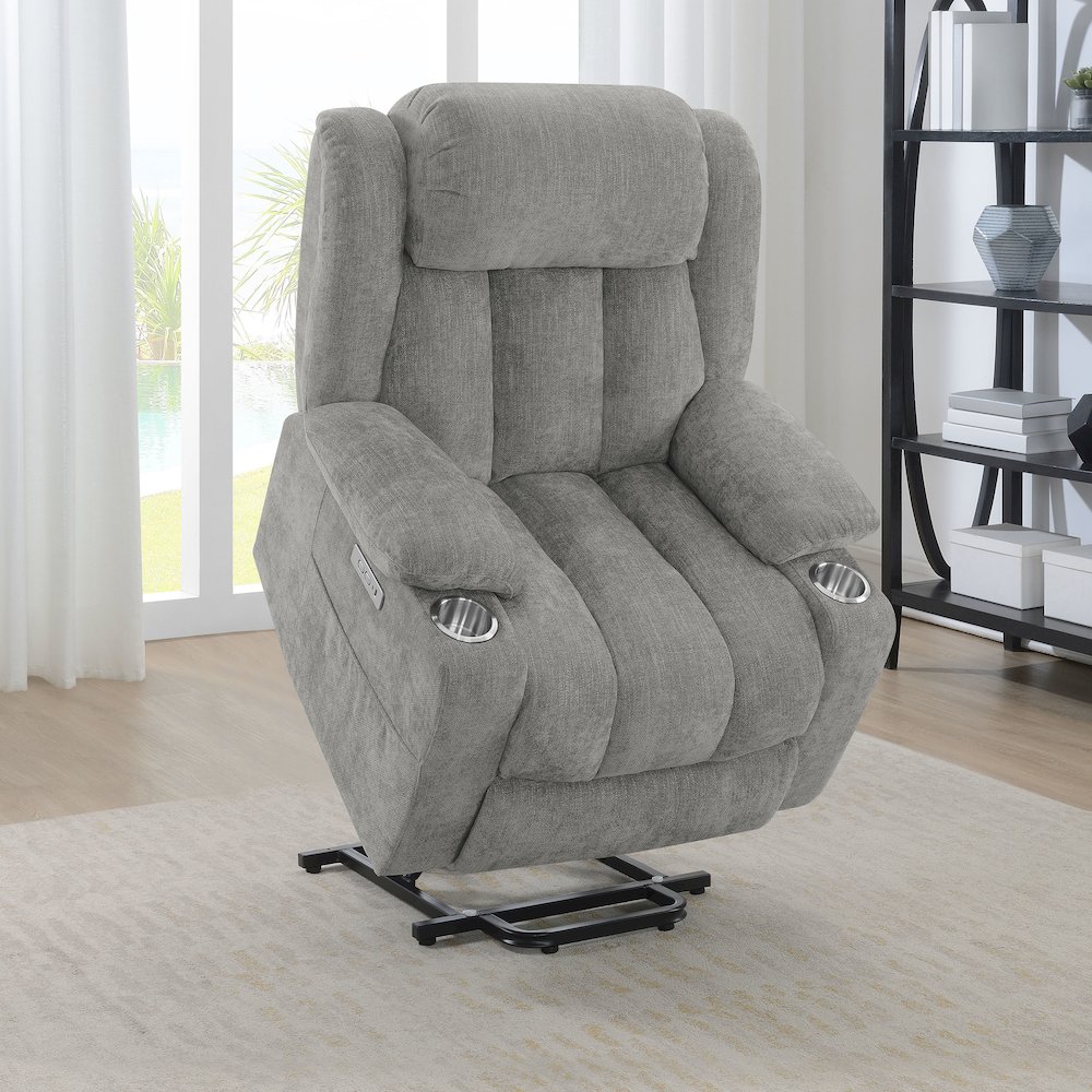 Houston Upholstered Power Lift Recliner Grey. Picture 15