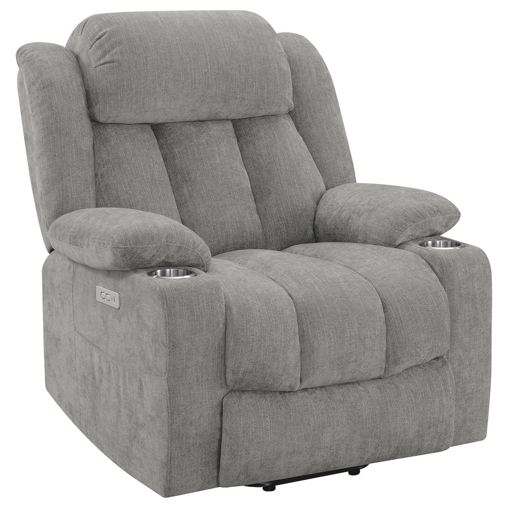Houston Upholstered Power Lift Recliner Grey. Picture 1