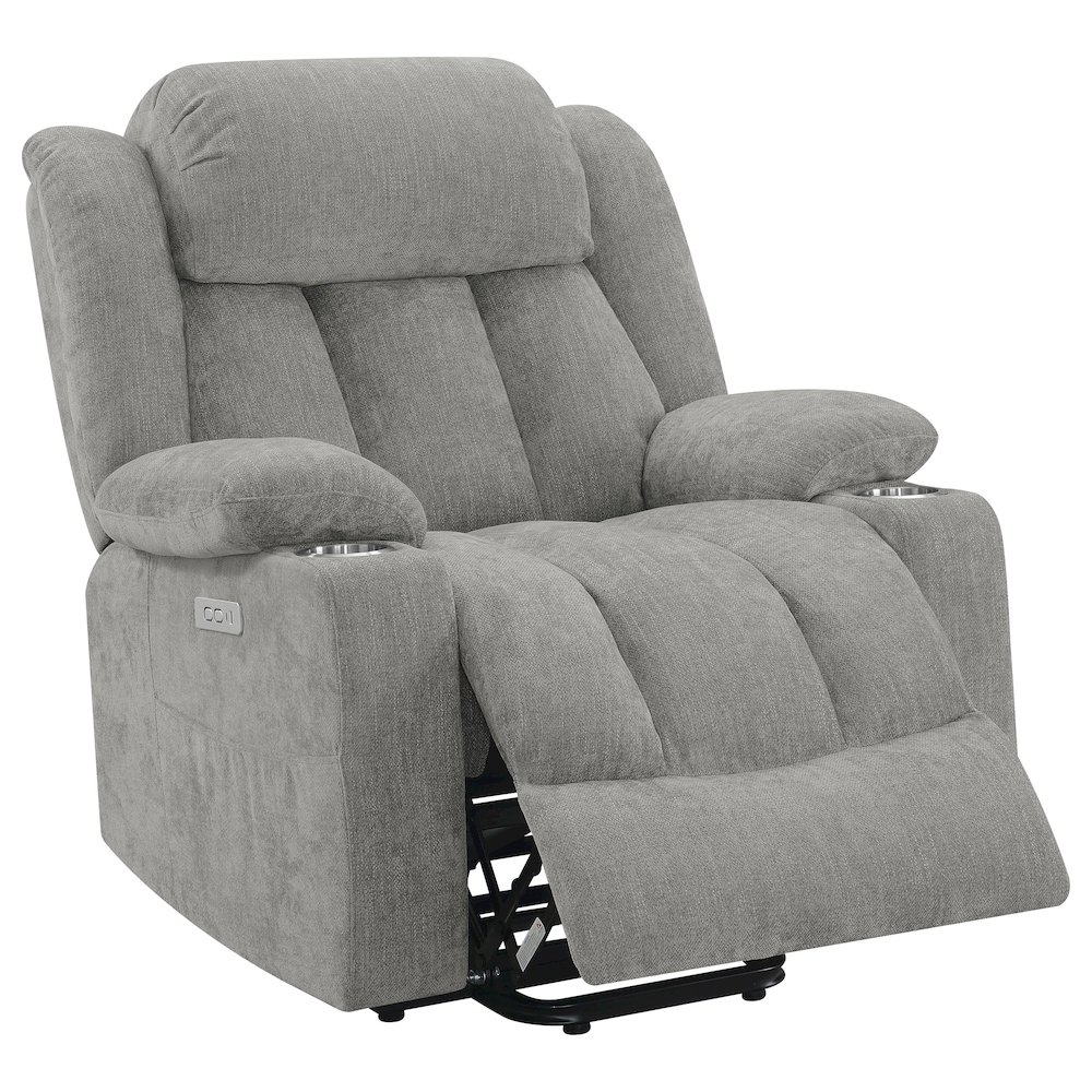 Houston Upholstered Power Lift Recliner Grey. Picture 3