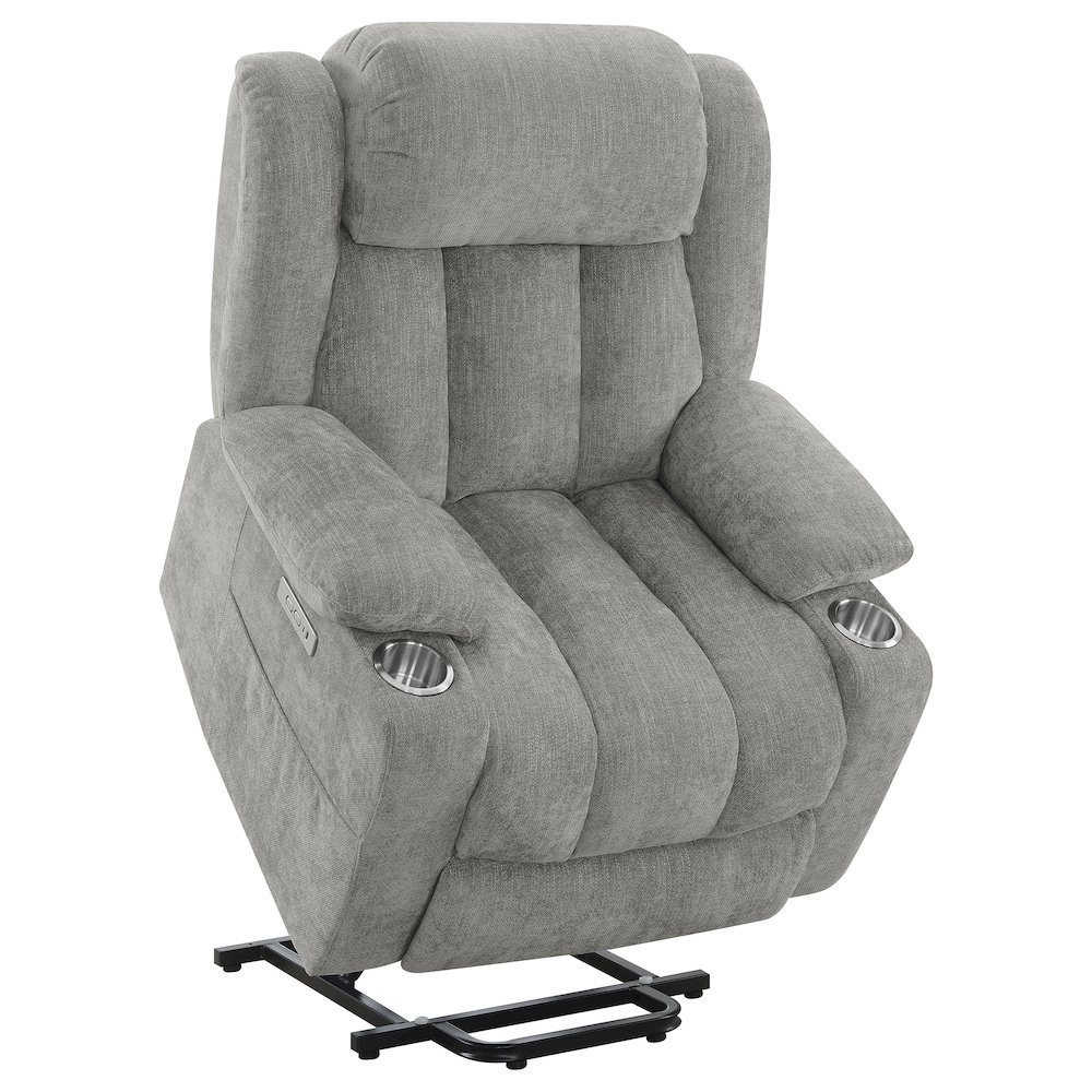Houston Upholstered Power Lift Recliner Grey. Picture 4