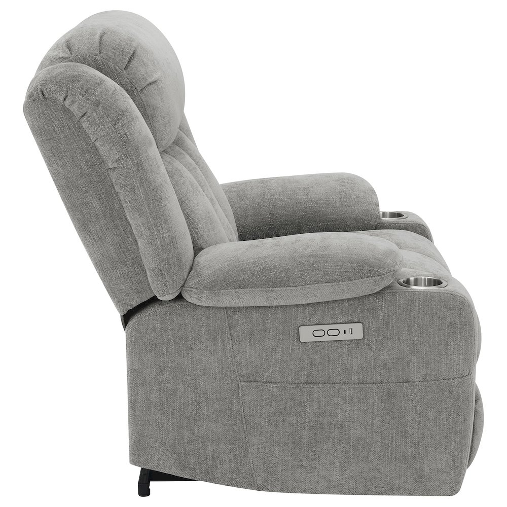 Houston Upholstered Power Lift Recliner Grey. Picture 10