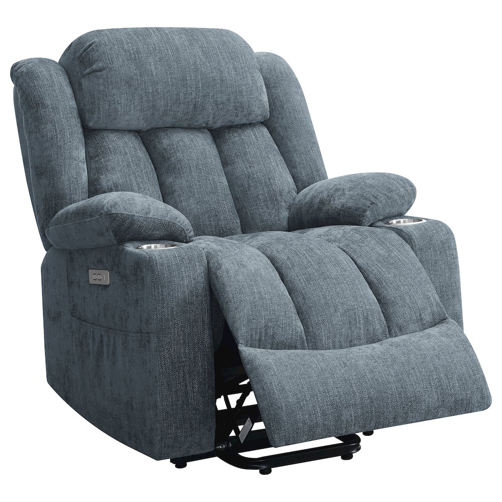 Houston Upholstered Power Lift Recliner Slate Blue. Picture 3