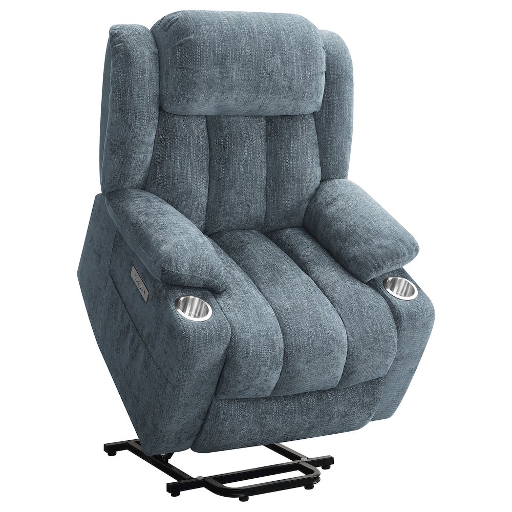 Houston Upholstered Power Lift Recliner Slate Blue. Picture 4