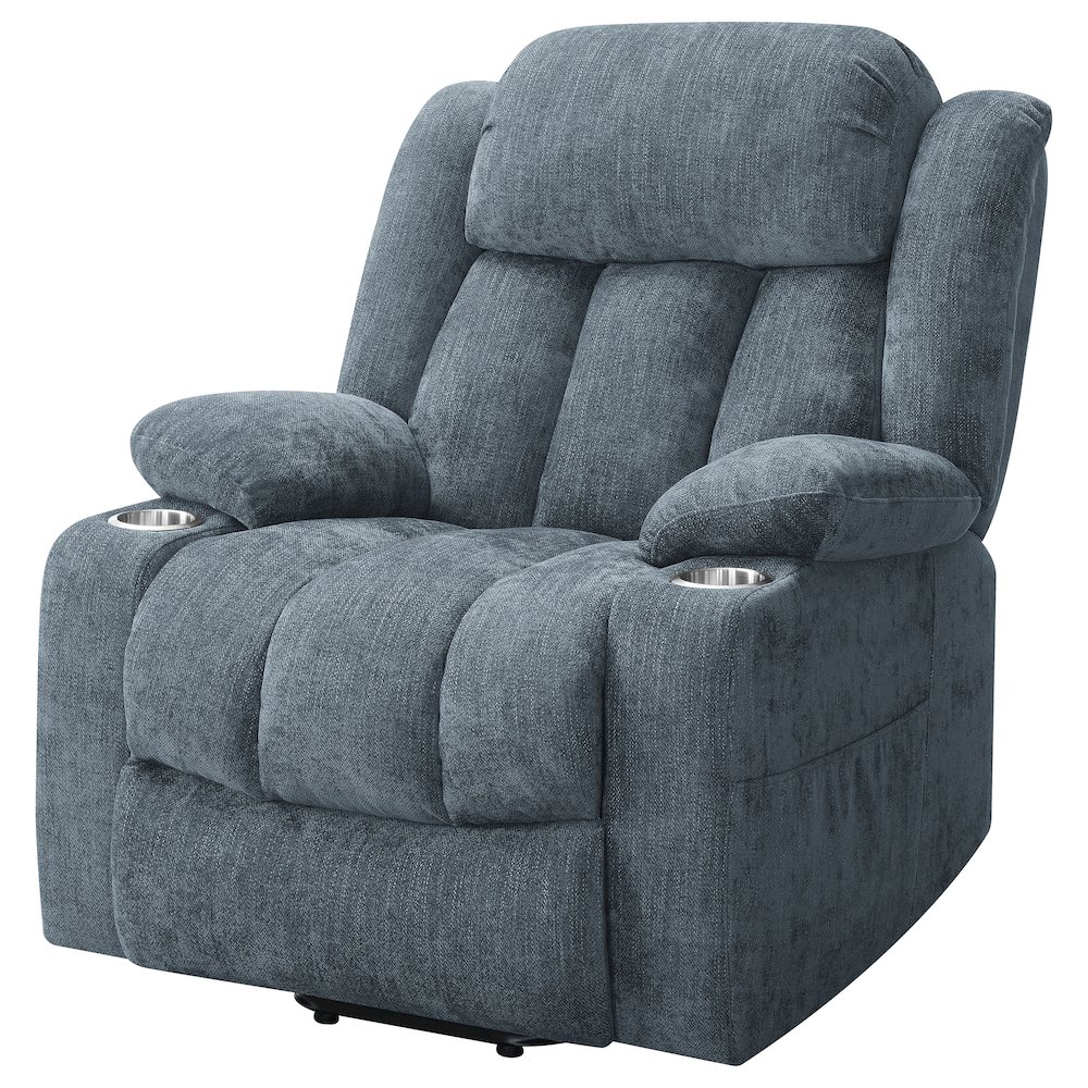Houston Upholstered Power Lift Recliner Slate Blue. Picture 6