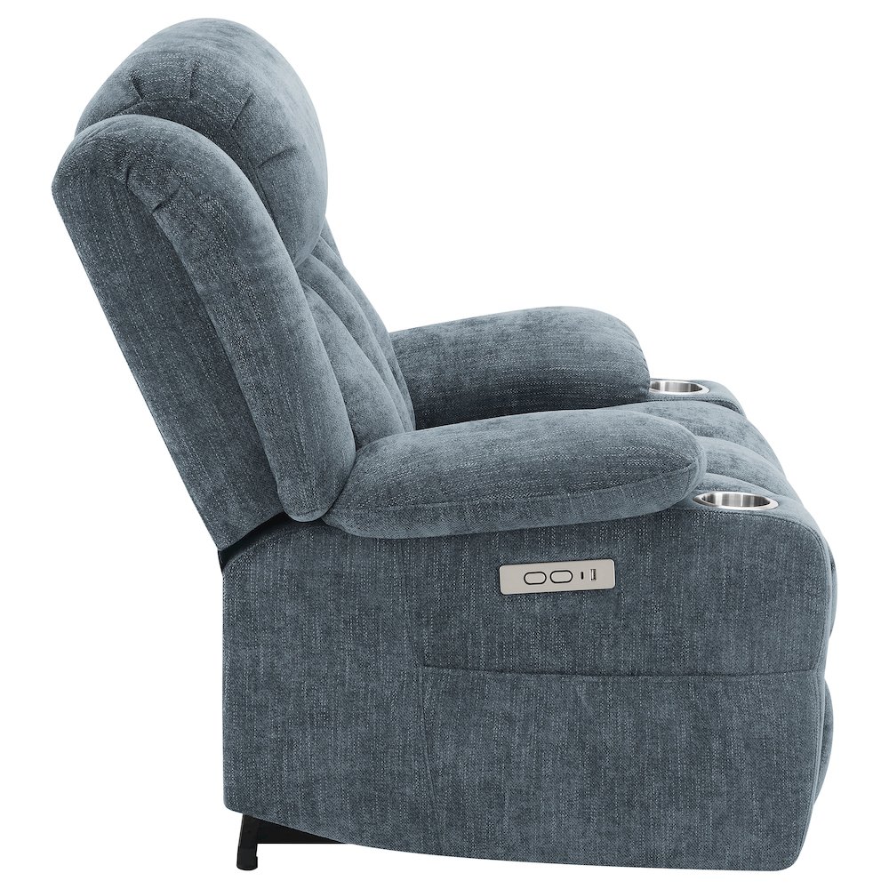 Houston Upholstered Power Lift Recliner Slate Blue. Picture 10