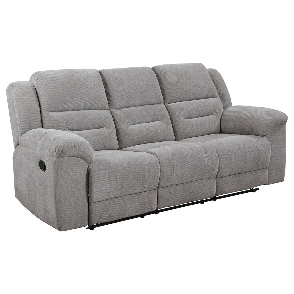 Gilson Chenille Upholstered Reclining Sofa Grey. Picture 2