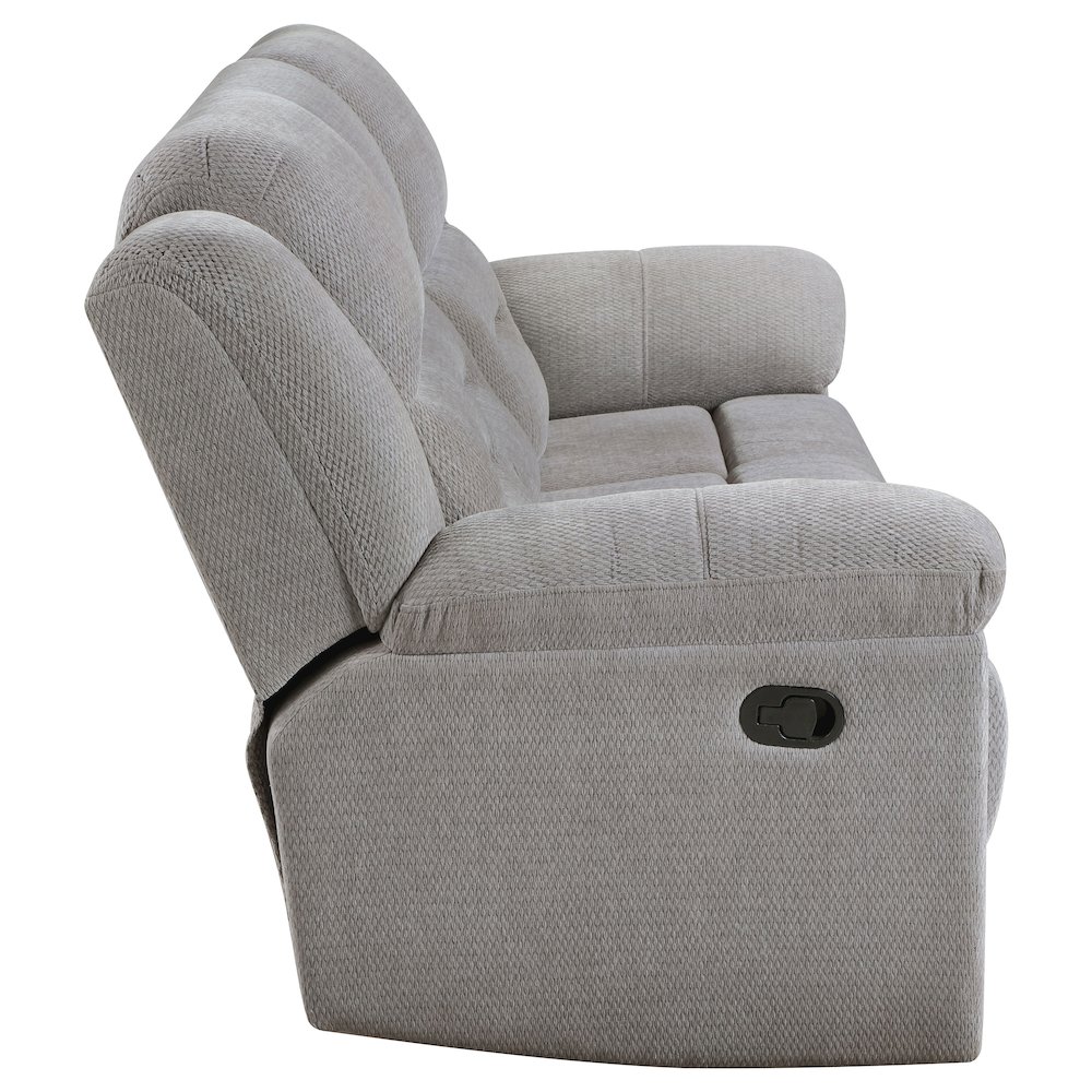 Gilson Chenille Upholstered Reclining Sofa Grey. Picture 6