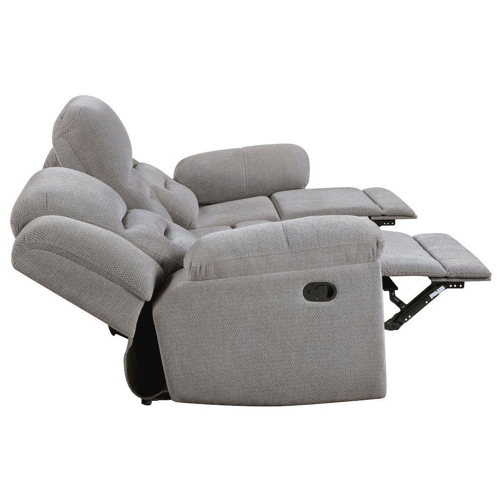 Gilson Chenille Upholstered Reclining Sofa Grey. Picture 7