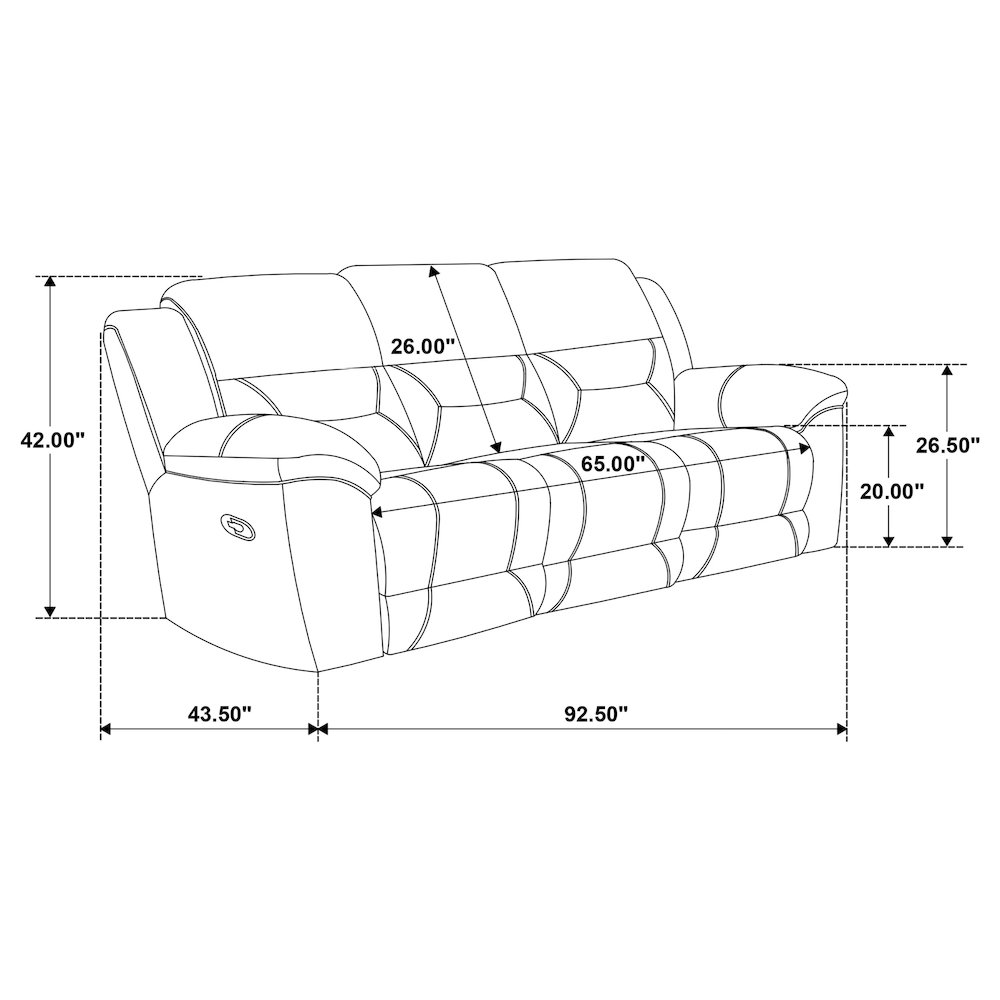 Gilson Chenille Upholstered Reclining Sofa Grey. Picture 13