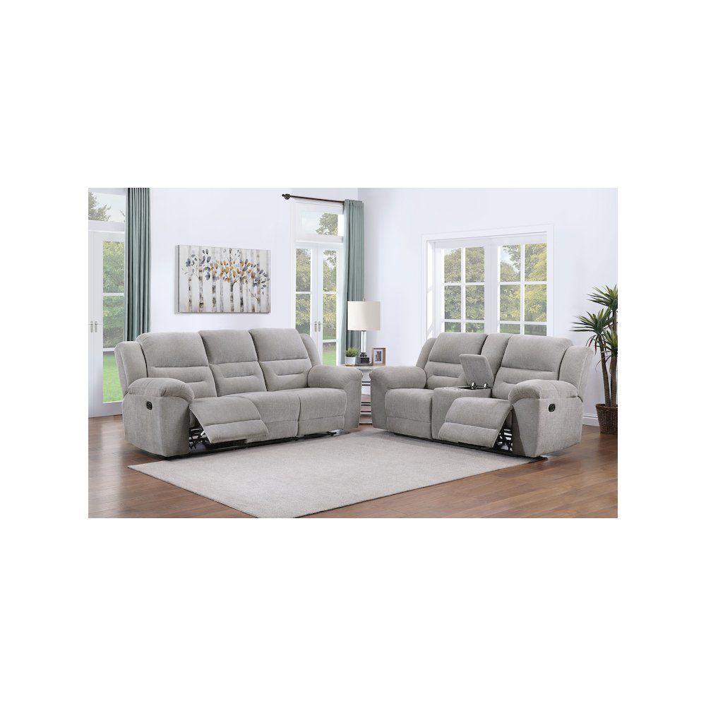 Gilson 2-piece Chenille Upholstered Sofa Set Grey. Picture 2