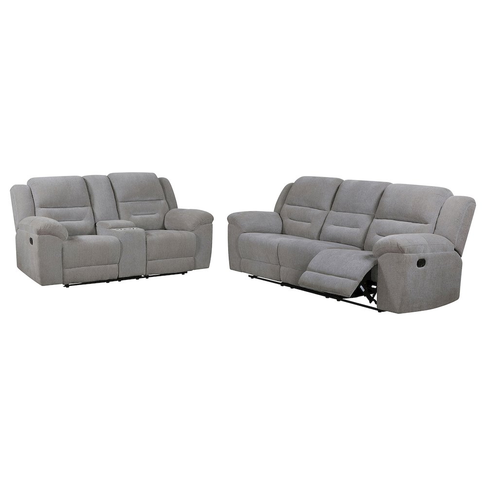 Gilson 2-piece Chenille Upholstered Sofa Set Grey. Picture 1